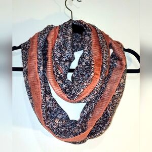 Flower Print Infinity Scarf Beautiful Orange Tones w/ a Delicate Floral Pattern